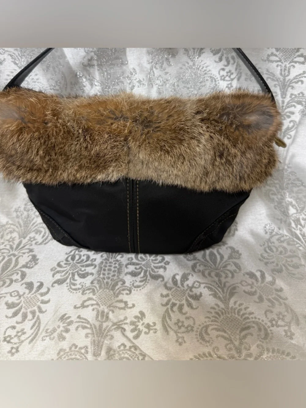 Coach y2k fur and brass soho bag vintage Coach Soho Ski Hobo Bag nwot new